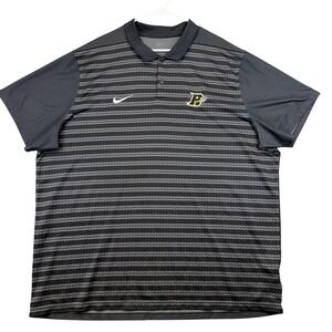 Nike Dri-FIT Polo Shirt Mens 3XL Gray Striped Basketball Logo Golf Performance